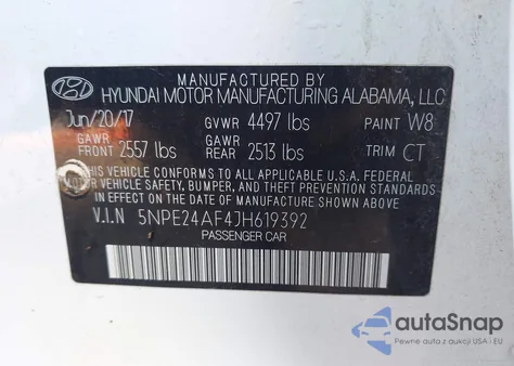 2018 Hyundai Sonata Se from USA, damaged, VIN 5NPE24AF4JH619392